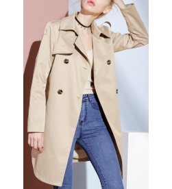 Beige Lapel Collar Trenchcoat