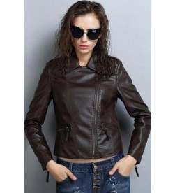 Brown Zippers Motorcycle Jacket